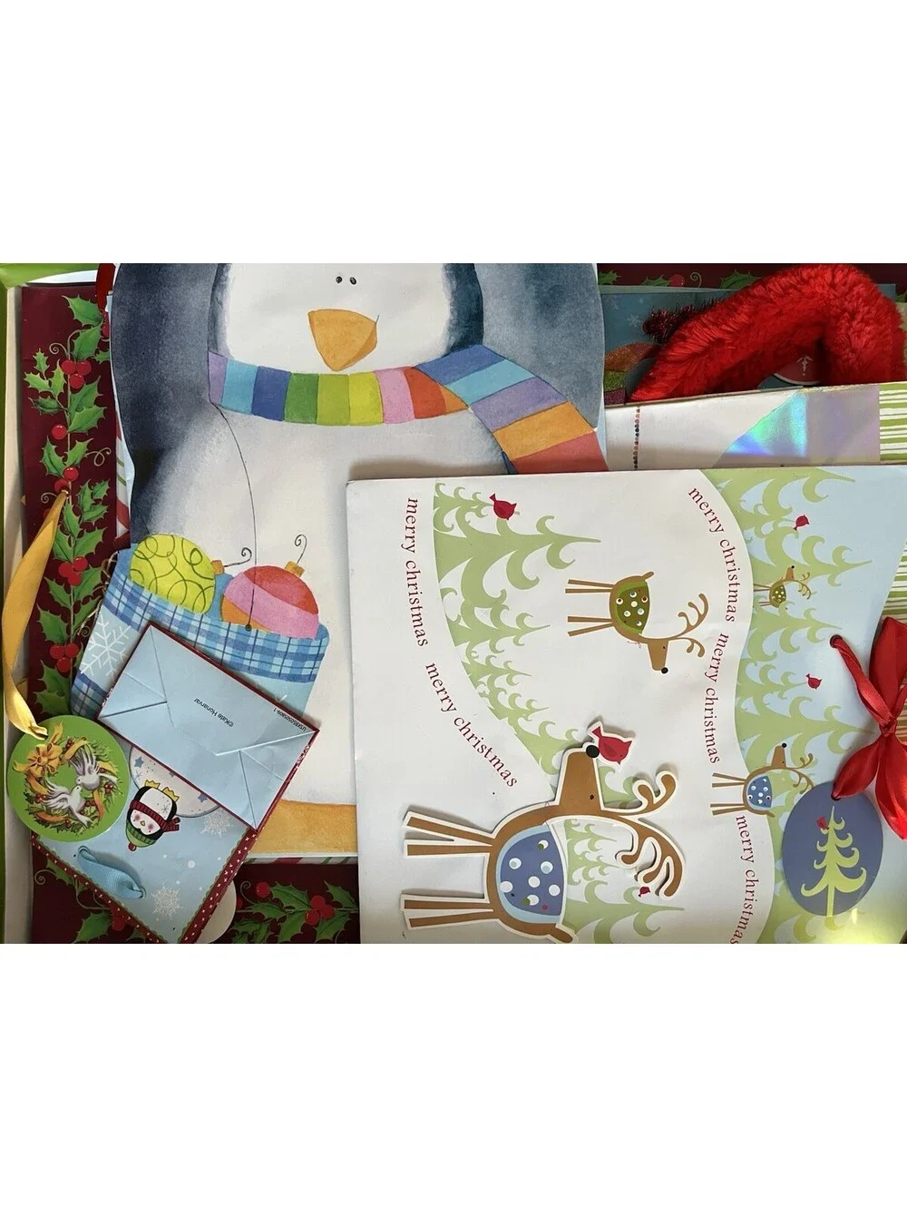 Large Lot of Christmas Boxes, Gift Bags - Large Medium Small Credit Card Boxes